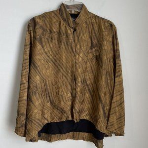 Vtg Joan McGee Beige Silk Jacket Artsy Art to Wear